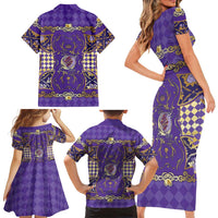 Zodiac Signs Family Matching Short Sleeve Bodycon Dress and Hawaiian Shirt The Air Element Baroque Diamonds Card