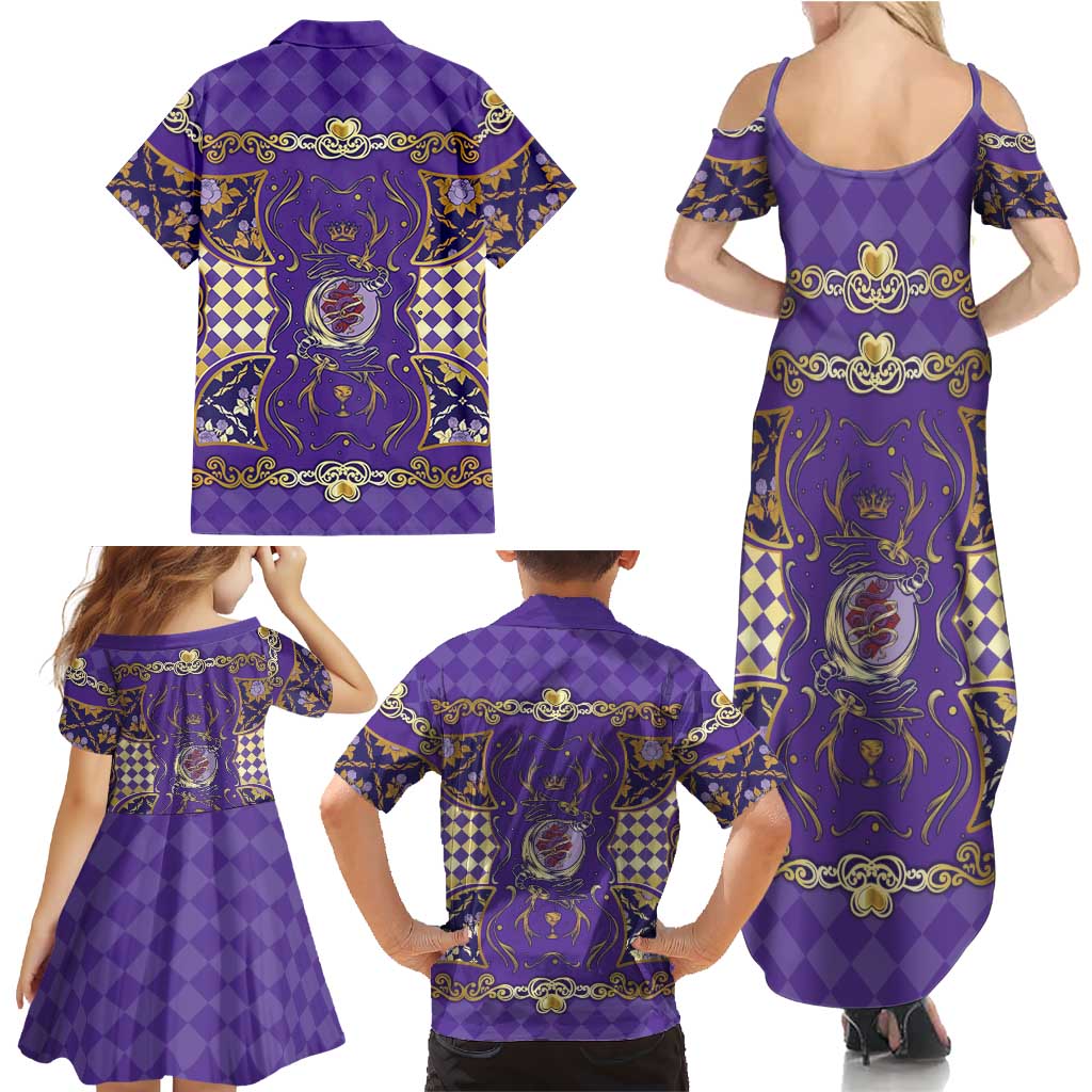 Zodiac Signs Family Matching Summer Maxi Dress and Hawaiian Shirt The Air Element Baroque Diamonds Card