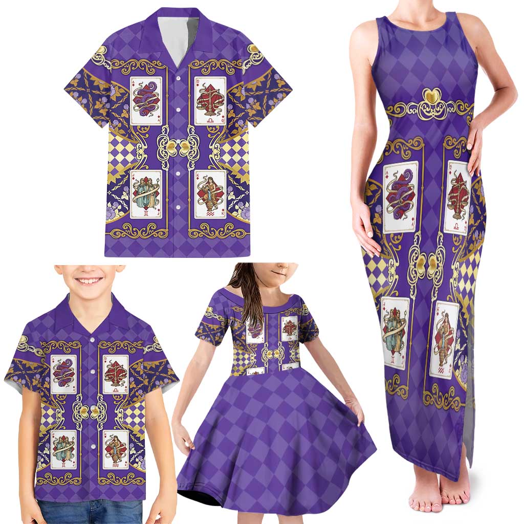 Zodiac Signs Family Matching Tank Maxi Dress and Hawaiian Shirt The Air Element Baroque Diamonds Card