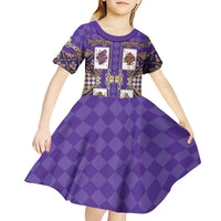 Zodiac Signs Kid Short Sleeve Dress The Air Element Baroque Diamonds Card