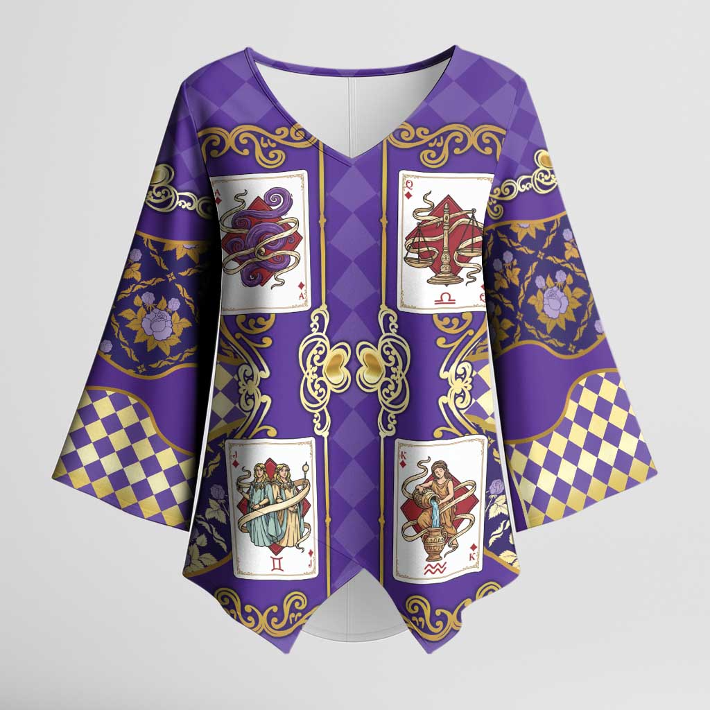 Zodiac Signs Kimono Sleeve Blouse The Air Element Baroque Diamonds Card