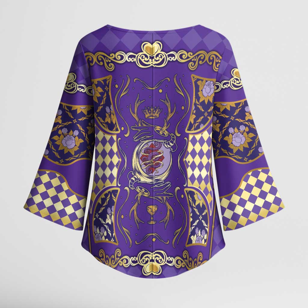 Zodiac Signs Kimono Sleeve Blouse The Air Element Baroque Diamonds Card