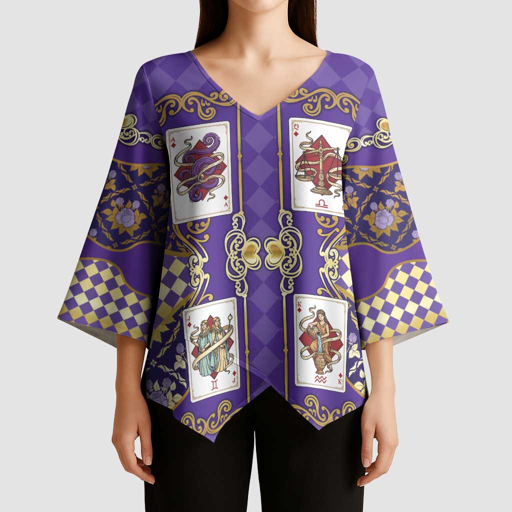 Zodiac Signs Kimono Sleeve Blouse The Air Element Baroque Diamonds Card