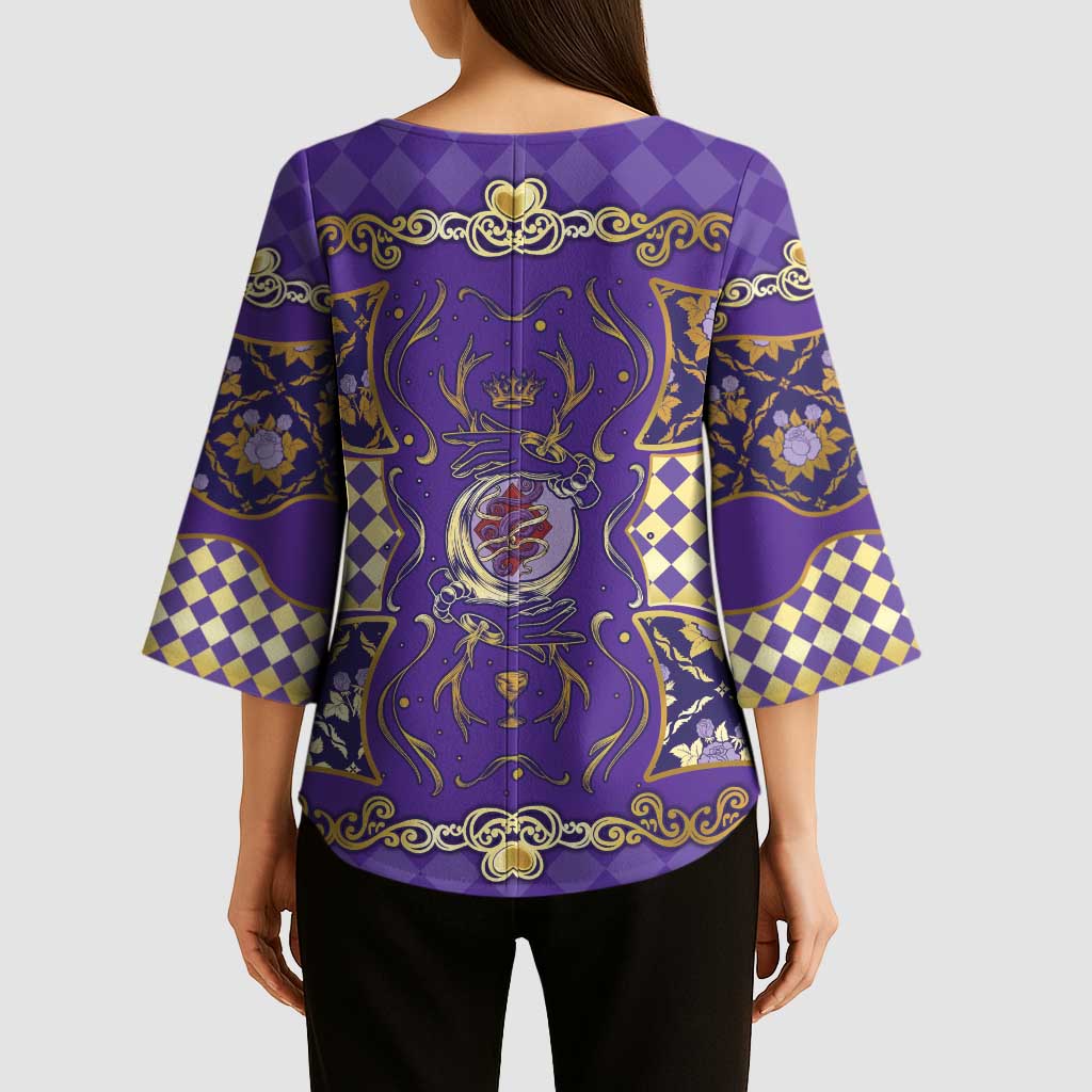 Zodiac Signs Kimono Sleeve Blouse The Air Element Baroque Diamonds Card