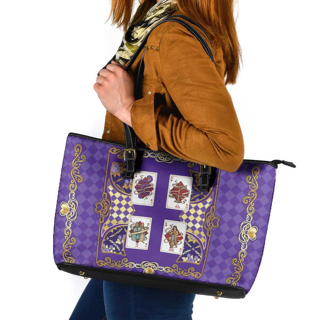 Zodiac Signs Leather Tote Bag The Air Element Baroque Diamonds Card