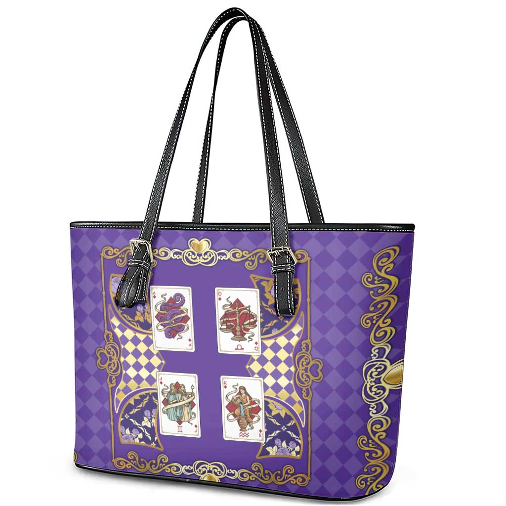 Zodiac Signs Leather Tote Bag The Air Element Baroque Diamonds Card