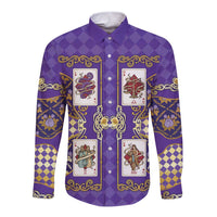 Zodiac Signs Long Sleeve Button Shirt The Air Element Baroque Diamonds Card