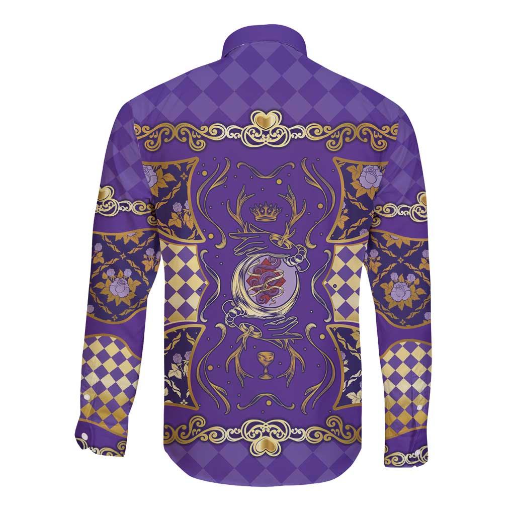 Zodiac Signs Long Sleeve Button Shirt The Air Element Baroque Diamonds Card