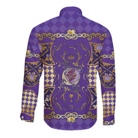 Zodiac Signs Long Sleeve Button Shirt The Air Element Baroque Diamonds Card