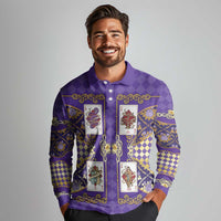 Zodiac Signs Long Sleeve Polo Shirt The Air Element Baroque Diamonds Card