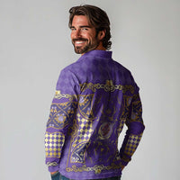 Zodiac Signs Long Sleeve Polo Shirt The Air Element Baroque Diamonds Card