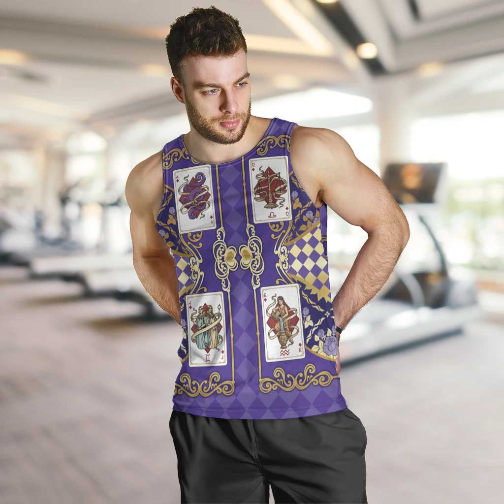 Zodiac Signs Men Tank Top The Air Element Baroque Diamonds Card