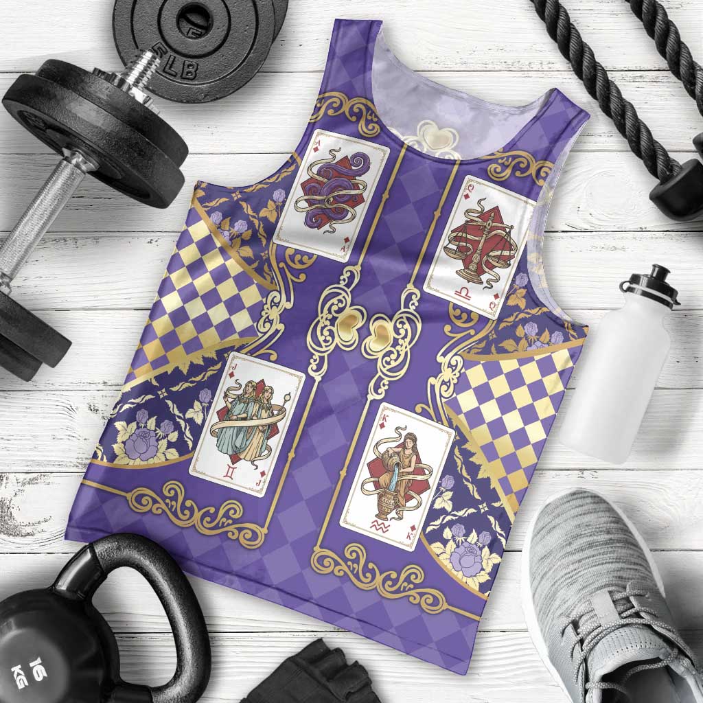 Zodiac Signs Men Tank Top The Air Element Baroque Diamonds Card