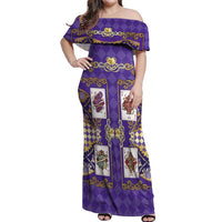 Zodiac Signs Off Shoulder Maxi Dress The Air Element Baroque Diamonds Card