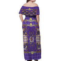 Zodiac Signs Off Shoulder Maxi Dress The Air Element Baroque Diamonds Card