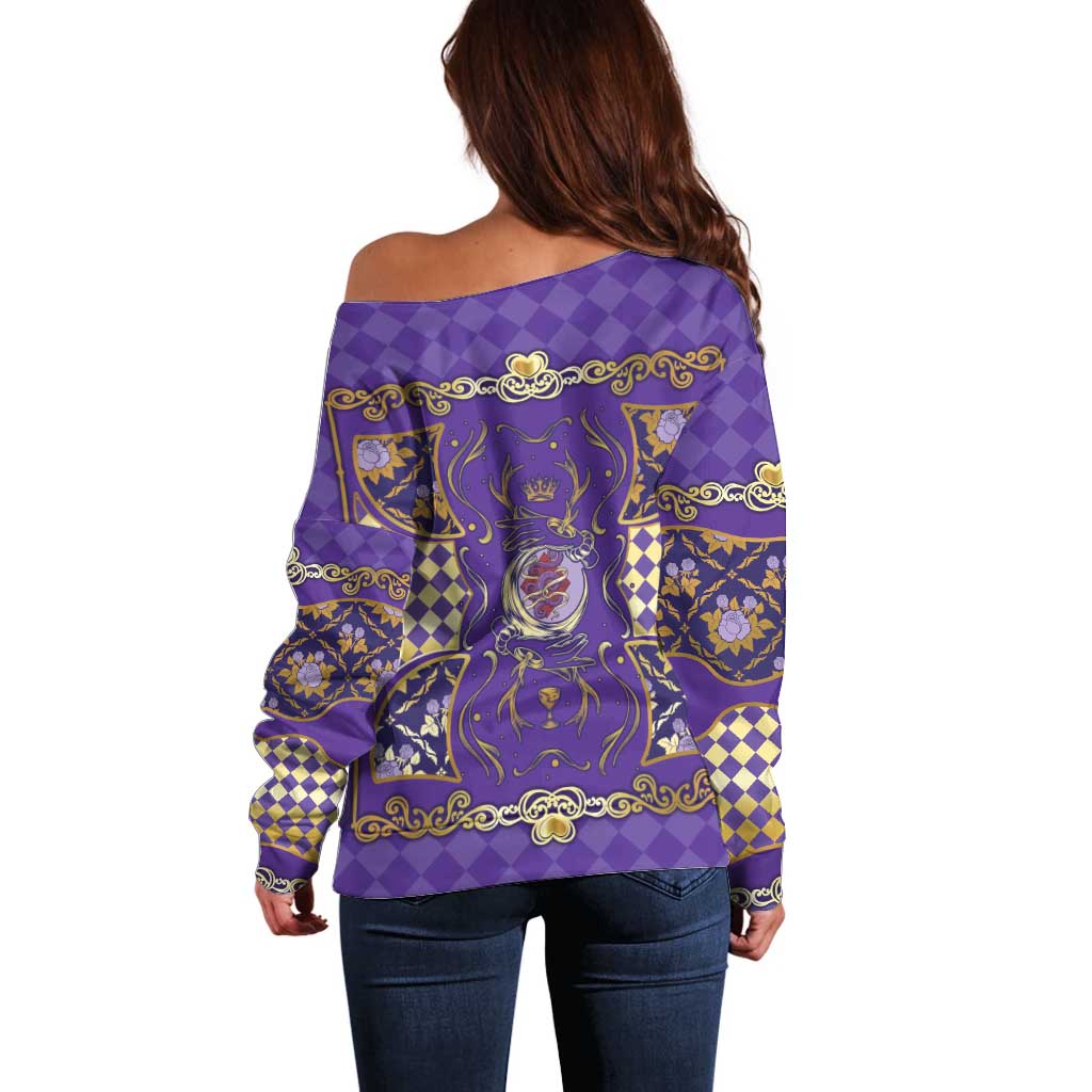 Zodiac Signs Off Shoulder Sweater The Air Element Baroque Diamonds Card