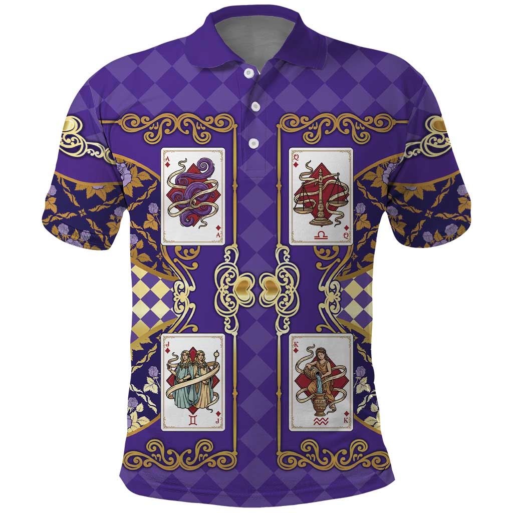 Zodiac Signs Polo Shirt The Air Element Baroque Diamonds Card