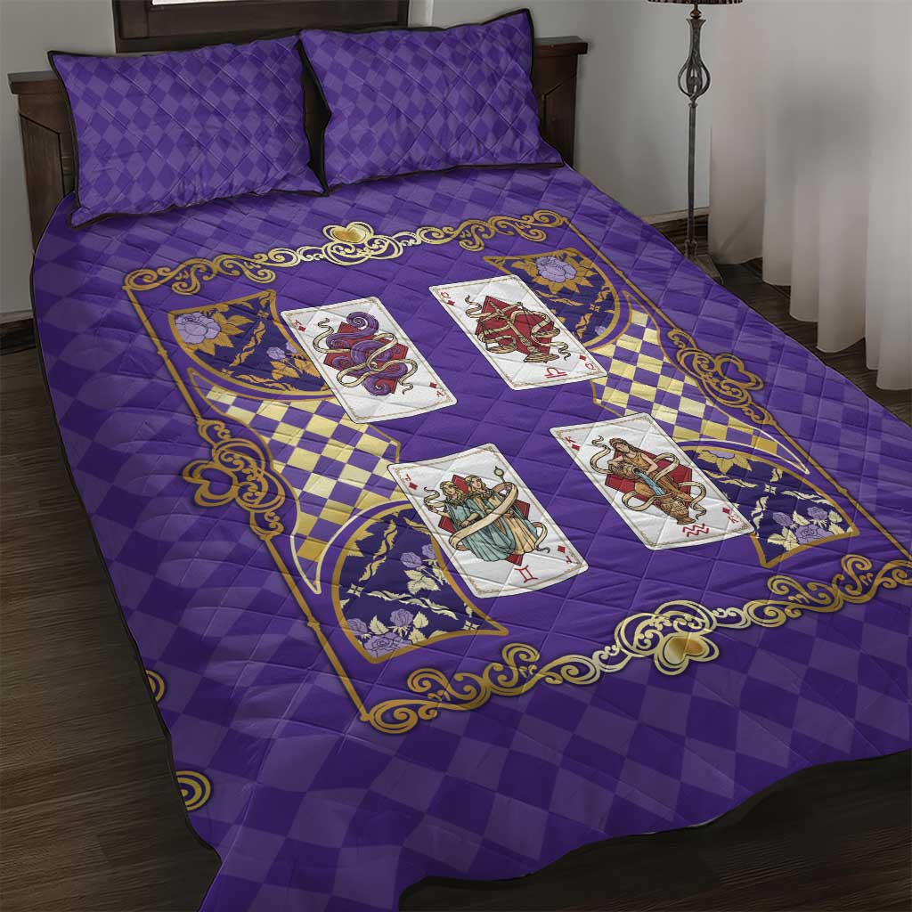 Zodiac Signs Quilt Bed Set The Air Element Baroque Diamonds Card
