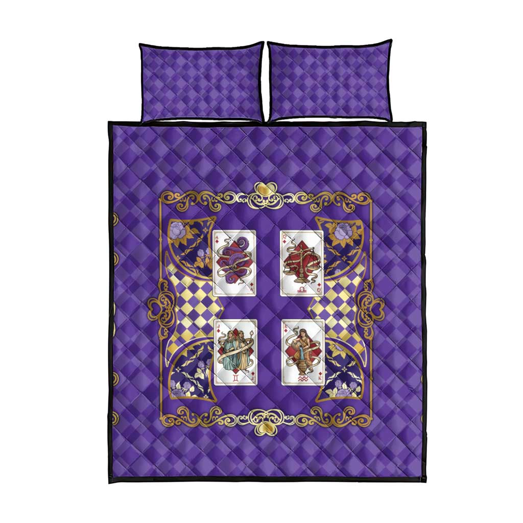 Zodiac Signs Quilt Bed Set The Air Element Baroque Diamonds Card