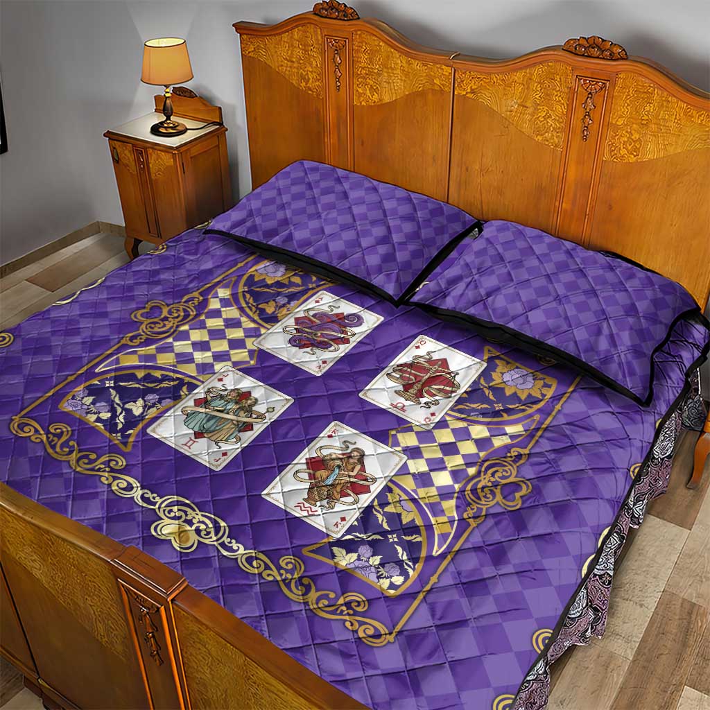 Zodiac Signs Quilt Bed Set The Air Element Baroque Diamonds Card