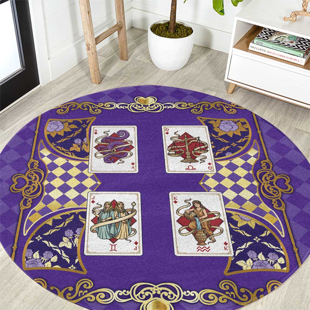 Zodiac Signs Round Carpet The Air Element Baroque Diamonds Card