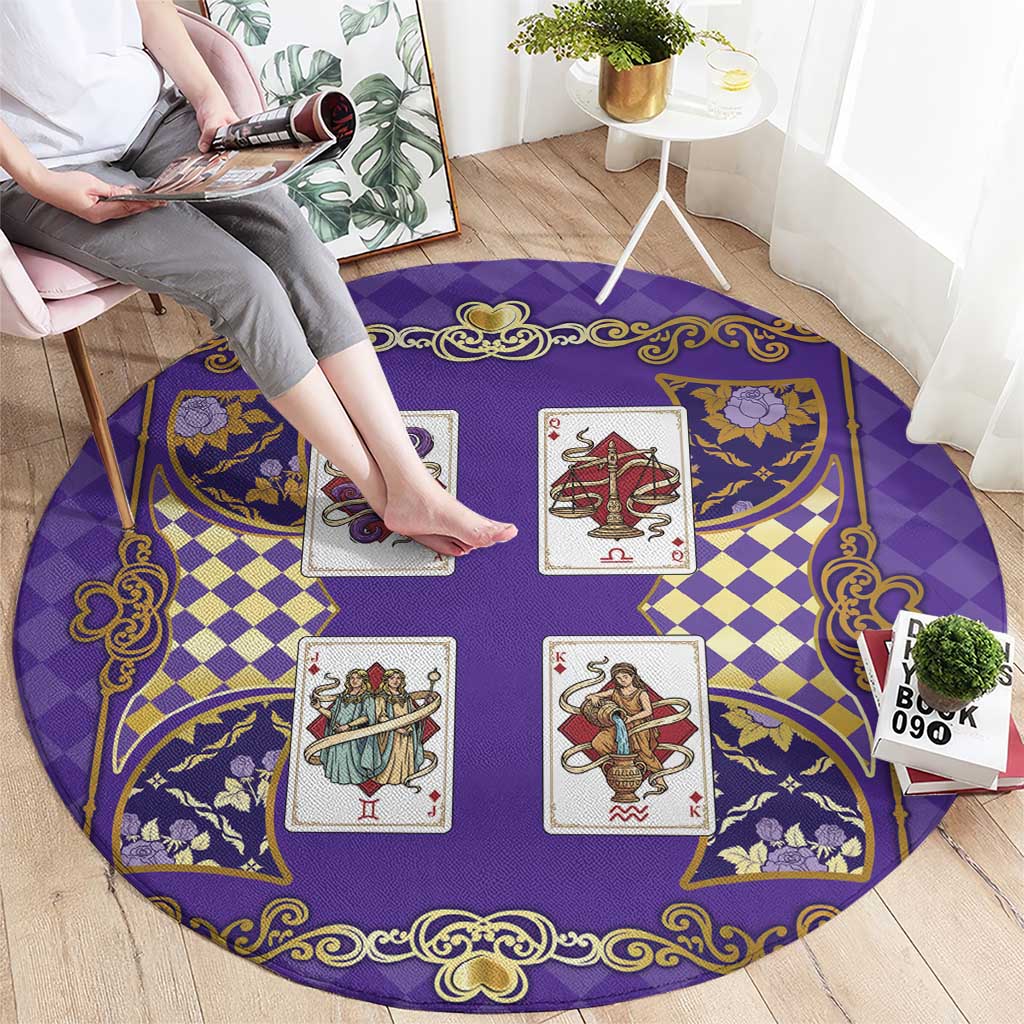 Zodiac Signs Round Carpet The Air Element Baroque Diamonds Card