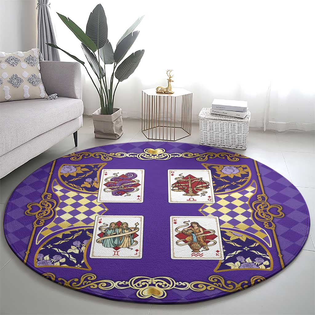 Zodiac Signs Round Carpet The Air Element Baroque Diamonds Card