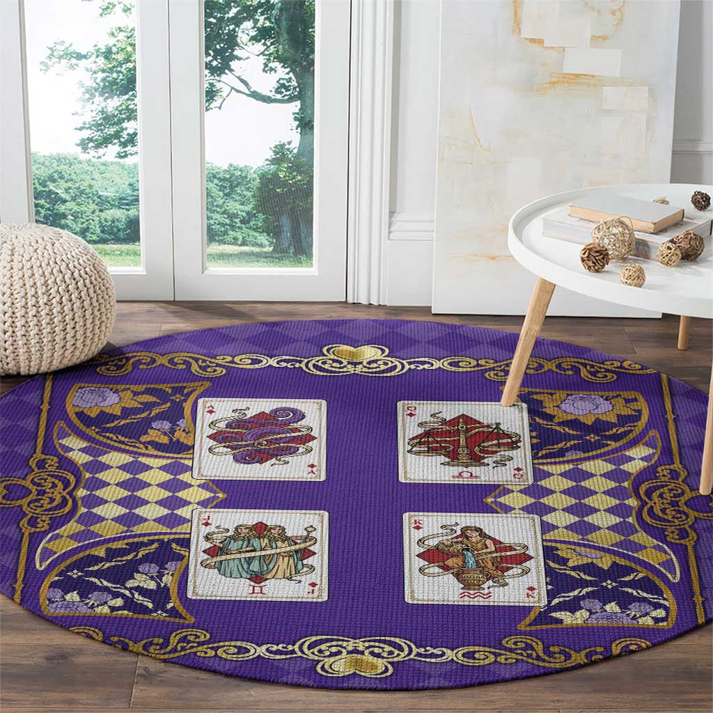 Zodiac Signs Round Carpet The Air Element Baroque Diamonds Card