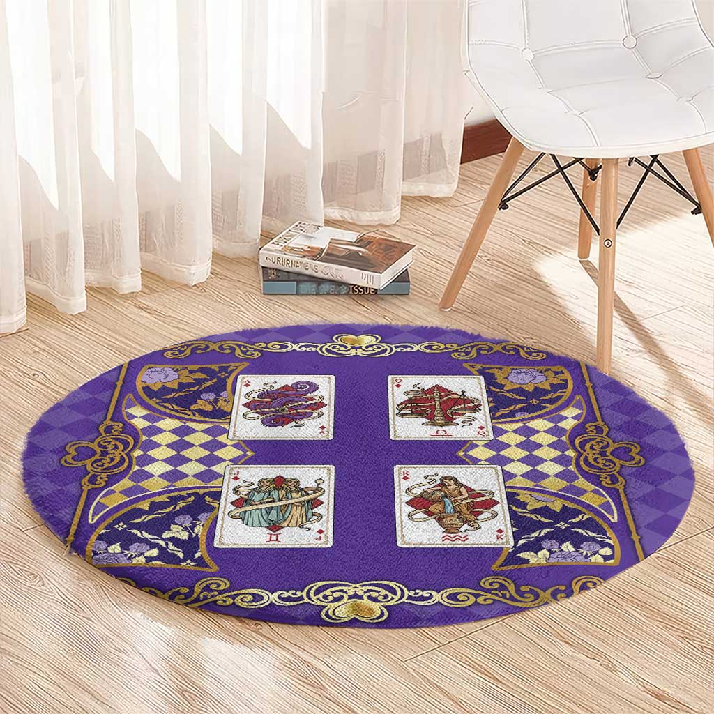 Zodiac Signs Round Carpet The Air Element Baroque Diamonds Card