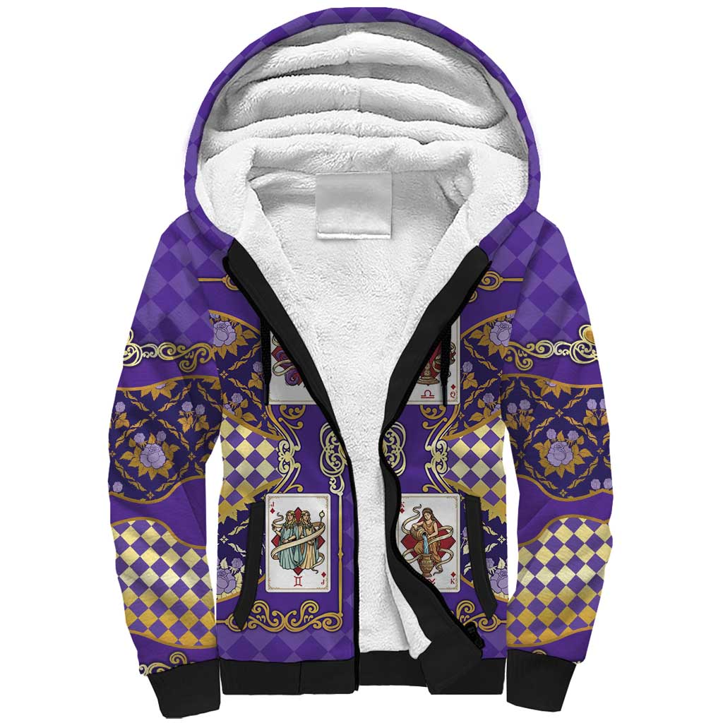 Zodiac Signs Sherpa Hoodie The Air Element Baroque Diamonds Card