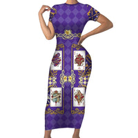 Zodiac Signs Short Sleeve Bodycon Dress The Air Element Baroque Diamonds Card
