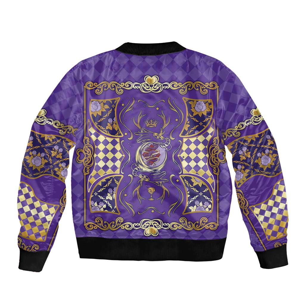 Zodiac Signs Sleeve Zip Bomber Jacket The Air Element Baroque Diamonds Card