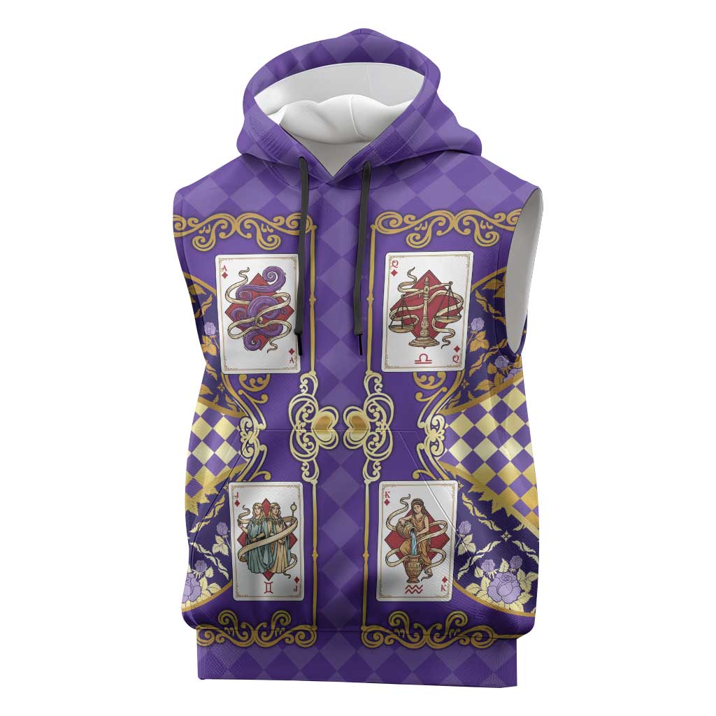 Zodiac Signs Sleeveless Hoodie The Air Element Baroque Diamonds Card