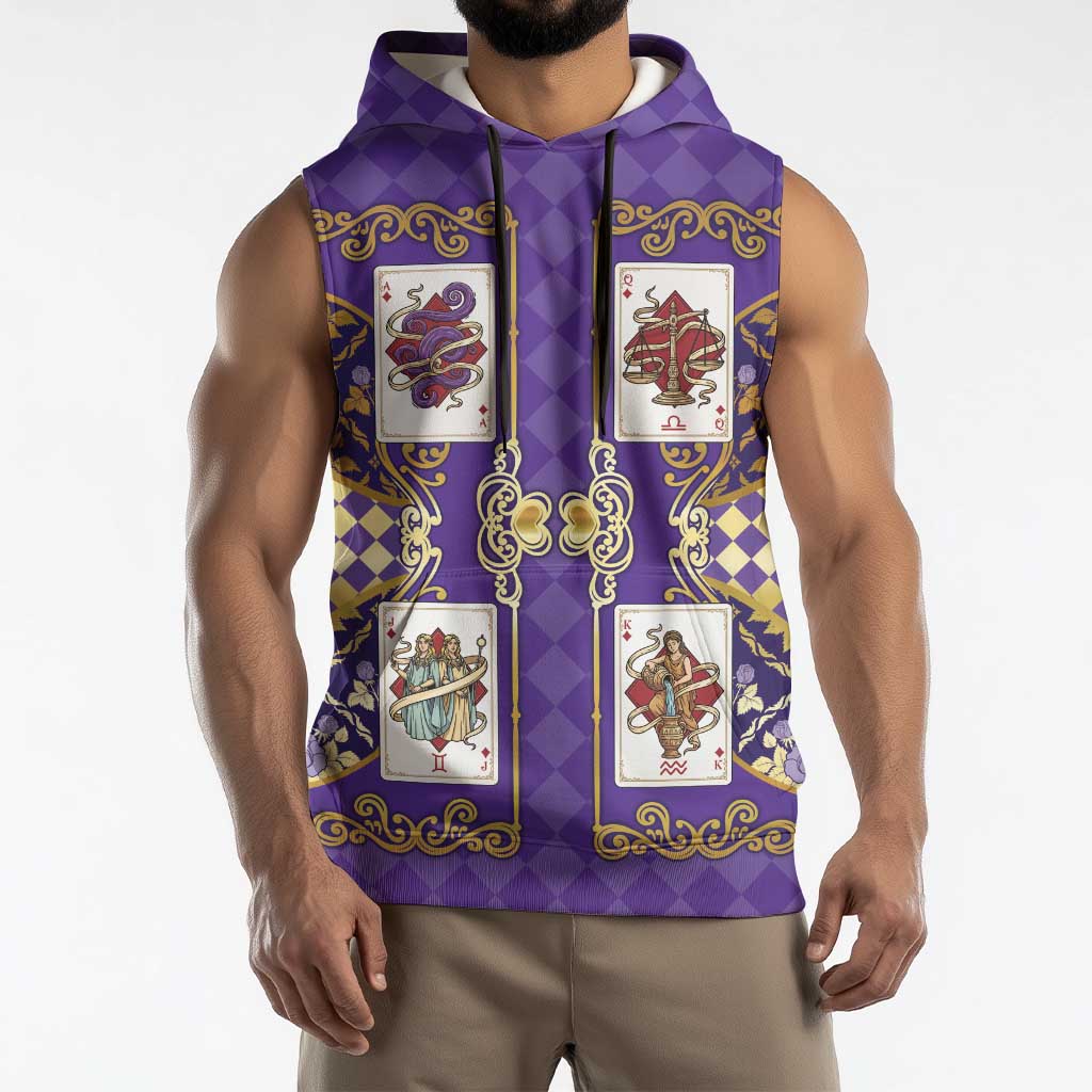 Zodiac Signs Sleeveless Hoodie The Air Element Baroque Diamonds Card