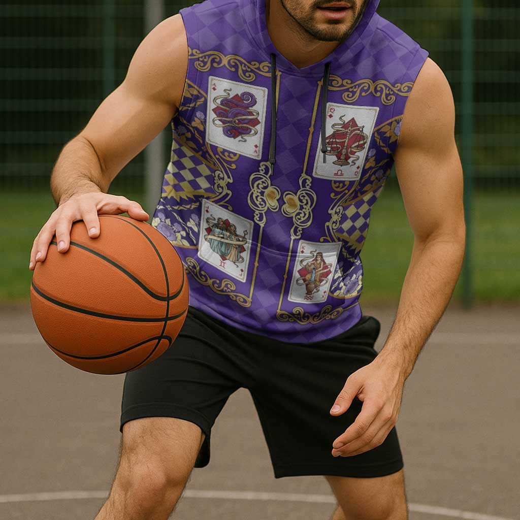 Zodiac Signs Sleeveless Hoodie The Air Element Baroque Diamonds Card