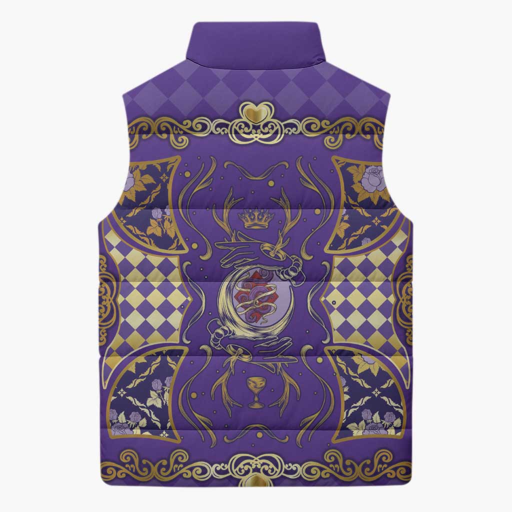 Zodiac Signs Sleeveless Puffer Jacket The Air Element Baroque Diamonds Card