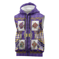 Zodiac Signs Sleeveless Zip Hoodie The Air Element Baroque Diamonds Card