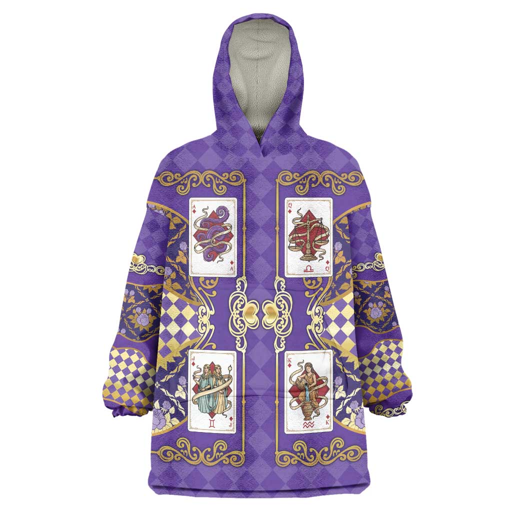 Zodiac Signs Wearable Blanket Hoodie The Air Element Baroque Diamonds Card