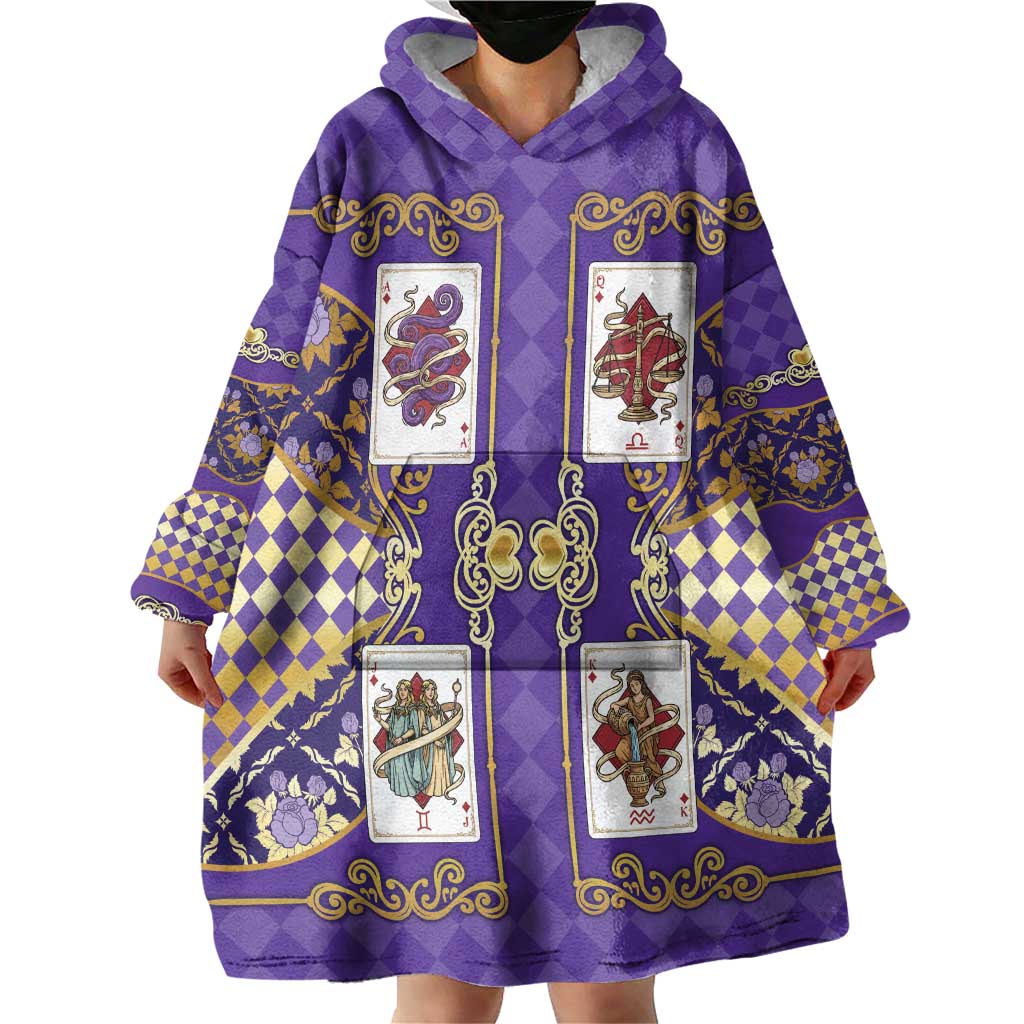 Zodiac Signs Wearable Blanket Hoodie The Air Element Baroque Diamonds Card
