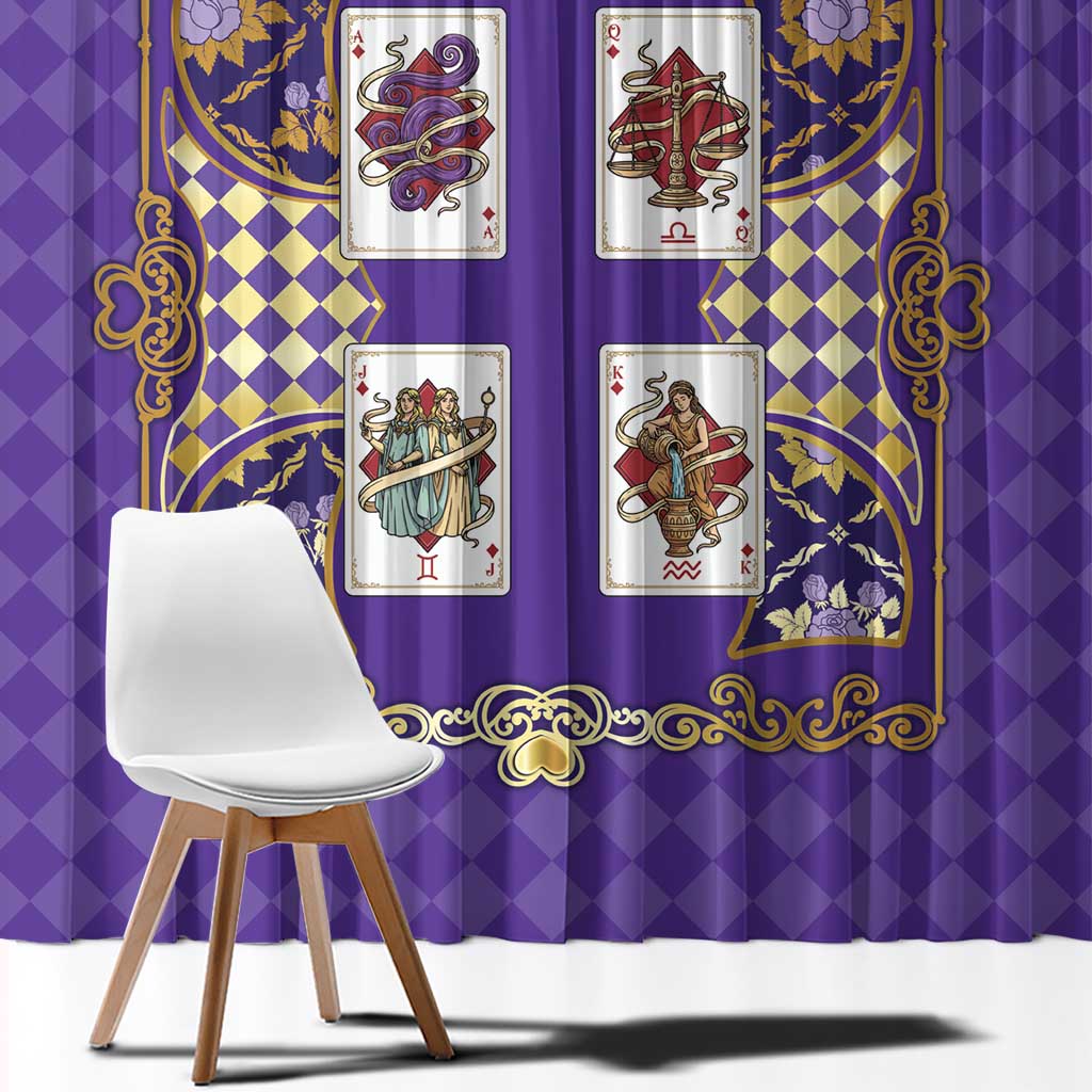 Zodiac Signs Window Curtain The Air Element Baroque Diamonds Card