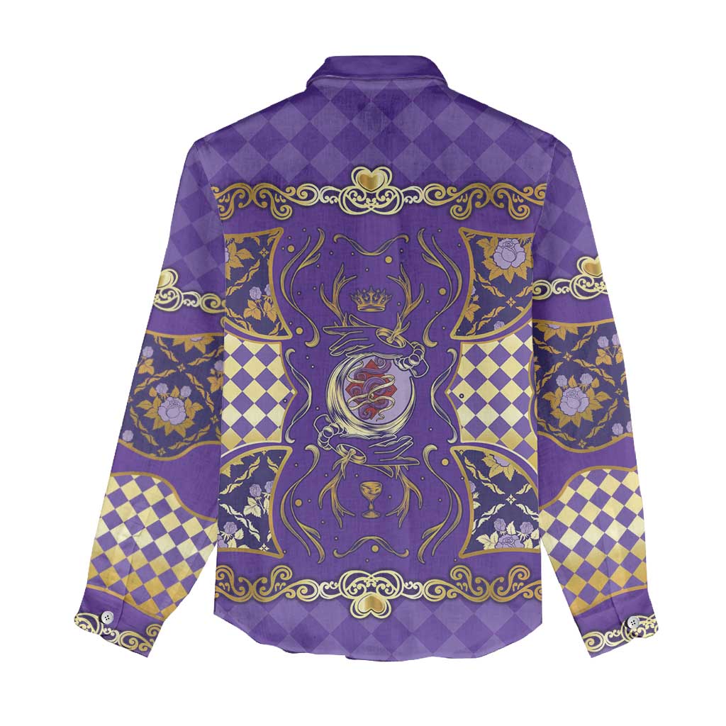 Zodiac Signs Women Casual Shirt The Air Element Baroque Diamonds Card