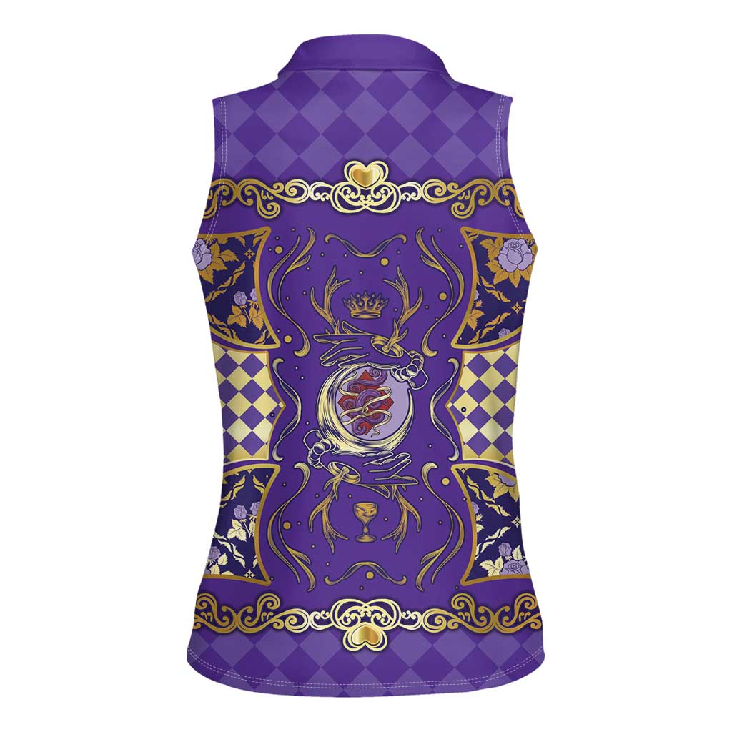 Zodiac Signs Women Sleeveless Polo Shirt The Air Element Baroque Diamonds Card