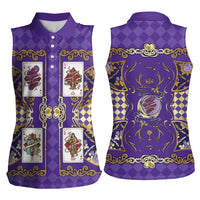 Zodiac Signs Women Sleeveless Polo Shirt The Air Element Baroque Diamonds Card
