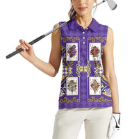 Zodiac Signs Women Sleeveless Polo Shirt The Air Element Baroque Diamonds Card
