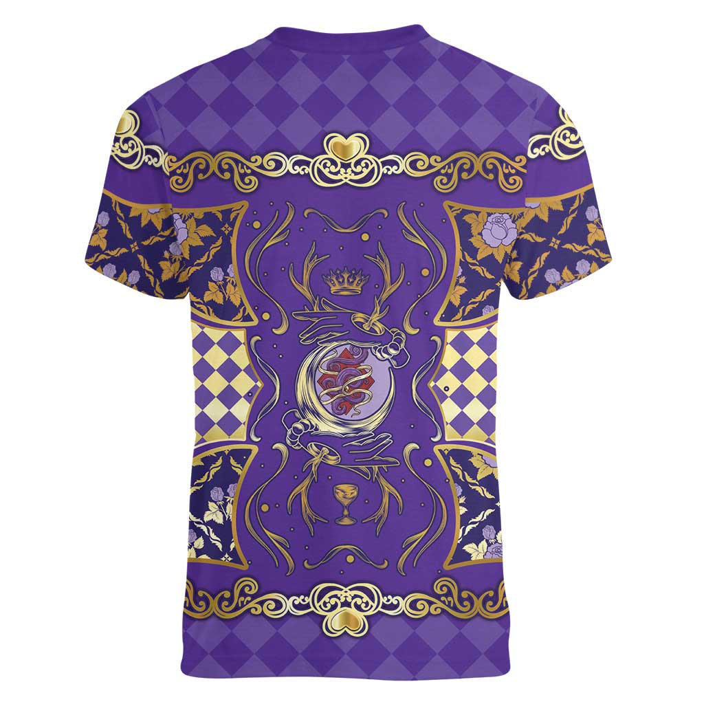 Zodiac Signs Women V-Neck T-Shirt The Air Element Baroque Diamonds Card