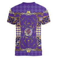Zodiac Signs Women V-Neck T-Shirt The Air Element Baroque Diamonds Card