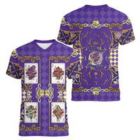 Zodiac Signs Women V-Neck T-Shirt The Air Element Baroque Diamonds Card