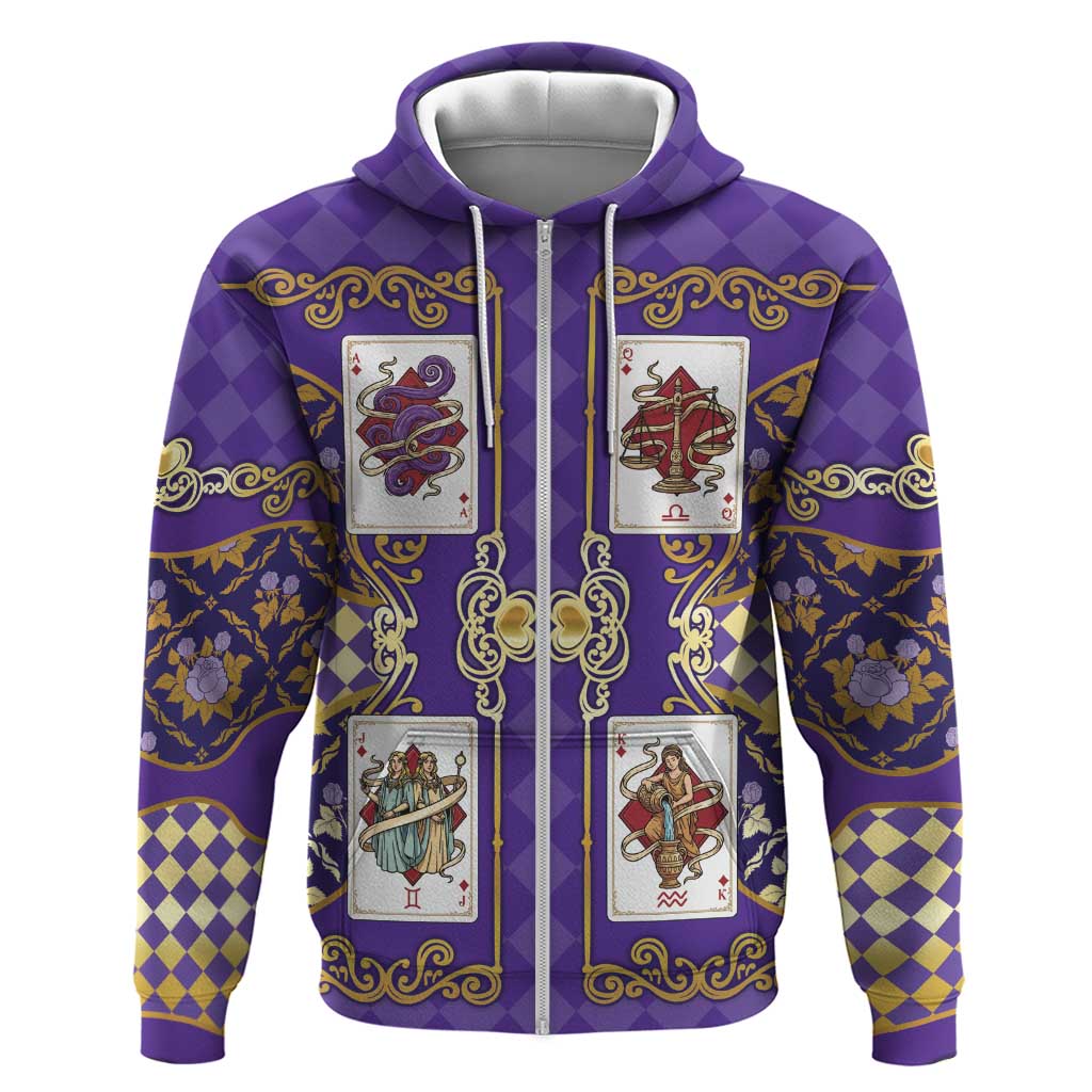 Zodiac Signs Zip Hoodie The Air Element Baroque Diamonds Card