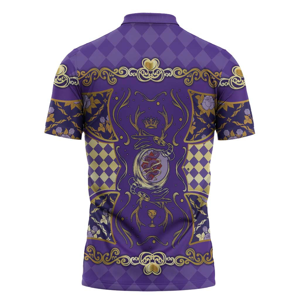 Zodiac Signs Zipper Polo Shirt The Air Element Baroque Diamonds Card