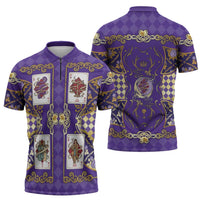Zodiac Signs Zipper Polo Shirt The Air Element Baroque Diamonds Card